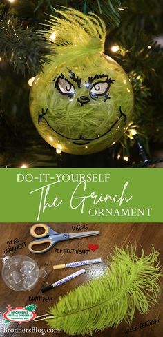 a green ornament with the words do - it - yourself the grin on it