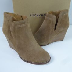 Lucky Bootie "Yabba" Ankle Boot Oiled Suede Leather Wedge Heel (About 3” Wedge) Inside Zipper Rubber Outsole Brand New With Tags Pricing Is Fair And Quite Firm . Please Let Us Know If You Have Any Questions. Leather Slip-on Wedge Sneakers, Casual Wedge Ankle Boots With Stacked Heel, Chic Suede Wedge Boots, Suede Wedge Boots With Round Toe, Leather Ankle-high Wedge Sneakers For Spring, Ankle-high Wedge Boots With Stacked Heel, Beige Leather Wedge Heel Boots, Beige Leather Wedge Boots, Suede Platform Wedge Sneakers