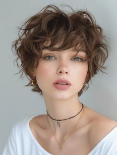 Wavy Pixie Cut Round Face, Mod Haircut Women, Short Curly Haircuts With Bangs, Feminine Short Hair, Short Wavy Haircuts, Really Short Hair, Wavy Haircuts, Haircuts For Wavy Hair, Hair Inspiration Short