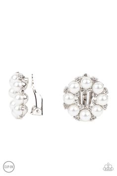 A timeless collection of dainty white rhinestones and classic white rhinestones spin into a bubbly hoop. Earring attaches to a standard clip-on fitting. Sold as one pair of clip-on earrings. Easy Jewelry, Paparazzi Accessories, White Rhinestone, Paparazzi Jewelry, White Earrings, Jewelry Party, Classic White, Pearl White, Clip On Earrings