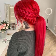 Fire Red Hair, Straight Lace Front Wig, Red Hair Inspo, Bright Red Hair, Dyed Hair Inspiration, Hair Streaks, Straight Lace Front Wigs, Scene Hair, Hair Dye Colors