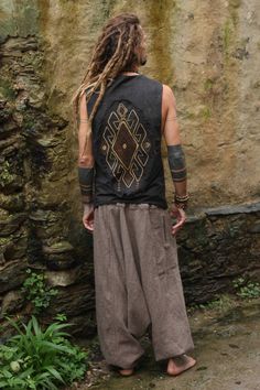 Black Handwoven Cotton Embroidered Vest ~ Natural dyed Druid Fashion, Boho Men Style, Hippie Men, Bohemian Style Men, Wedding Vest, Moda Hippie, Embroidered Vest, Mode Hippie, Boho Men