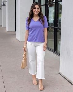 Iris Cotton Puff Sleeve V Neck Top | Blue Cotton Top Welcome the sunshine with the new Cotton Puff Sleeve V-Neck Top! Like a spring breeze, this soft blended cotton top keeps your style feeling fresh and bright. Feminine puff sleeve detail and a flattering v-neckline make this top versatile for dressing up or down all spring and summer long! Why you’ll love it: Feminine fitted cotton purple knit tee with v-neckline Flattering v-neck design offers comfortable coverage while complementing your sha Versatile V-neck Top For Spring Day Out, Cotton V-neck Top For Spring Day Out, Casual V-neck Top With Short Sleeves For Brunch, Casual V-neck Top For Spring, Spring Cotton V-neck Top For Day Out, Spring Day Out Cotton V-neck Top, Versatile V-neck Top For Spring, White V-neck Top For Spring Day Out, Casual Cotton V-neck Top For Spring