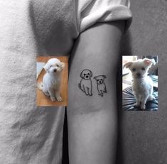 a person with a small dog tattoo on their arm