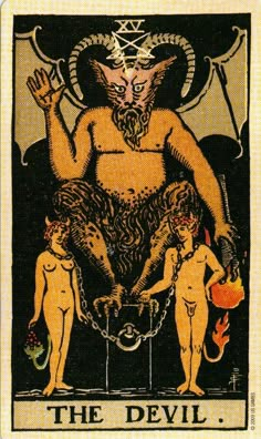 the devil tarot card is shown in this image