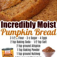 an advertisement for pumpkin bread with instructions on how to make it and what to use it