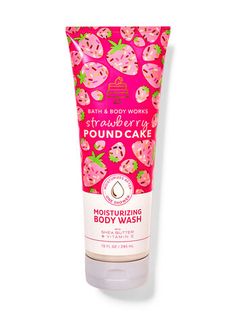 Strawberry Pound Cake Moisturizing Body Wash Strawberry Poundcake Bath And Body Works, Strawberry Pound Cake Bath And Bodyworks, Beauty Closet, Aesthetic Items, Strawberry Pound Cake, Holiday Wishlist, Pound Cake With Strawberries, Body Washes