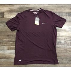 Eddie Bauer Mens Medium Maroon Motion Short Sleeve Shirt New With $68 Tags Burgundy Cotton Short Sleeve Tops, Casual Burgundy Short Sleeve Top, Burgundy Casual Short Sleeve Top, Casual Heather Maroon Crew Neck Top, Casual Burgundy Short Sleeve Shirt, Casual Heather Maroon Cotton Top, Brands Outlet, Eddie Bauer, Casual Button Down Shirts