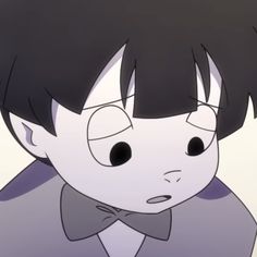 an anime character with black hair wearing a bow tie