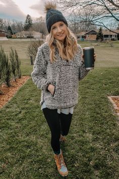 12 Winter Outfit Ideas with Leggings » Lady Decluttered Pullover And Leggings Outfits, Sorel Boots Outfit Winter Leggings, Winter Athleisure Outfits Boots, Sorel Boots Outfit Fall, Leggings And Boots Outfit Winter, Sherpa Outfit Winter, Footy Outfits, Sorel Boots Outfit Winter, Sorel Winter Boots Outfit