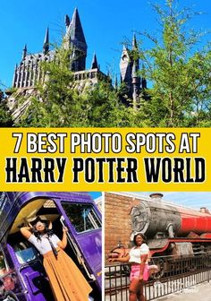 harry potter's castle with the words 7 best photo spots at harry potter world