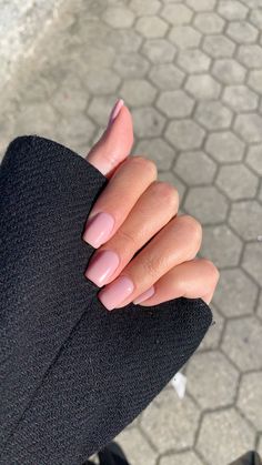 Short Coffin Light Pink Nails, Pale Rose Nails, Light Rose Pink Nails, Pale Pink Nails Short, Short Square Nails Light Pink, Shellac Nails Light Pink, Light Pink Squoval Nails, Nail Inspo Square Pink, Baby Rose Nails