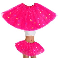 PRICES MAY VARY. Light Up Tutu Skirt: Stand out at parties with this LED tulle tutu skirt. Brings you a high-quality tutu skirt that lights up, making it ideal for performances and special events. Wear this Light up tutu on its own or under a tutu skirt with stretch fibers, shorts or leggings. Perfect for costume parties, Halloween costumes, dancing, running marathons, school events, princess outfits, and more. Make your ensemble look more attractive and eye-catching to create a new and amazing Party Tulle Pleated Skirt, Stretch Ballet Petticoat For Party, Pink Tulle Petticoat For Costume Party, Pink Tulle Skirt For Party, Pink Fitted Halloween Skirt, Pink Summer Tutu Dress For Costume Party, Pink Tutu Dress For Summer Costume Party, Pink Tulle Skirt For Costume Party, Summer Party Ballet Skirt