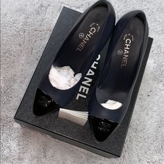 Chanel Pumps Wore It Only Once In Great Condition Black 39b Color Is Black But For Some Reason It Looks Dark Blue Chanel Pumps, Shoes Chanel, Shoes Pumps, Chanel Shoes, Chanel Ballet Flats, Pump Shoes, Shoes Women Heels, Dark Blue, Shoes Heels