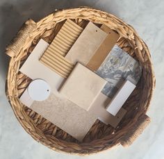 a basket filled with different types of tile