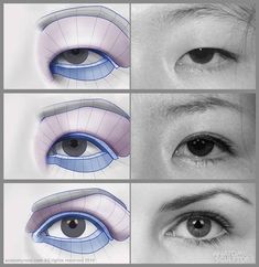 four different views of an eye