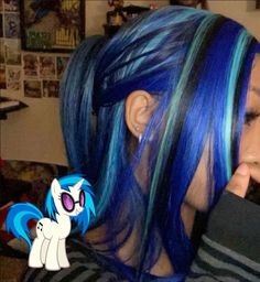 Part Seven ! ♡₊˚ 🎵・₊✧ Green Blonde And Black Hair, Whole Head Dyed Hair, Hair Colour Ideas Colourful, Blue Purple Black Hair, Green Skunk Hair, Blue Calico Hair, Brown And Teal Hair, Blue Skunk Hair, Hot Hair Color Ideas