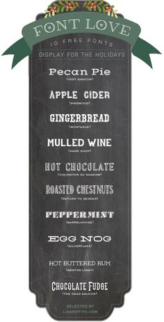 the menu for an apple cider and gingerbread mulled wine is displayed on a blackboard