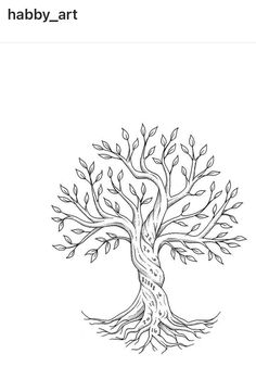 a drawing of a tree with leaves on it's branches and the words, happy art