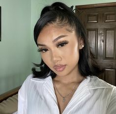 Half Up Half Down Silk Press, Side Part High Ponytail, Short Hair Baddie Hairstyles, Baddie Hairstyles For Short Hair, Straight Curls, Baddie Hairstyles Latina, Half Up Half Down Short Hair, Shower Hair, Twisted Hair