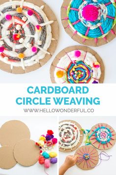 cardboard circle weaving is an easy and fun project for kids to do with the paper plate