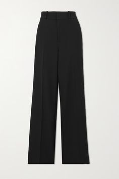 FRAME Relaxed stretch-crepe straight-leg pants | NET-A-PORTER Stretch Crepe, Built In Wardrobe, Pants Straight, Straight Pants, Emphasis, Black Stretch, Straight Leg Pants, Net A Porter, Women Collection