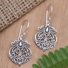 Charming everyone with their classic allure, these sterling silver dangle earrings by Budiharta combine Bali's traditional artistry with a touch of Baroque beauty. Crafted to resemble vines forming an intricate pattern, the pieces are polished for a lustrous look, which makes them perfect for any occasion. Whimsical Heart, Heart Themed, Gem Earrings, Sterling Silver Drop Earrings, Silver Dangle Earrings, The Leaf, Sterling Silver Dangle Earrings, Sterling Silver Necklace Pendants, Silver Drop Earrings