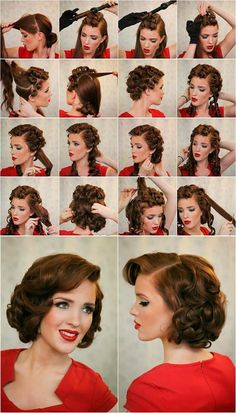 Stylish Retro Hairstyle Tutorials for Women Retro Hairstyles Tutorial, 1930s Hair, Sanggul Modern, Vintage Hairstyles Tutorial, 50s Hairstyles, Easy Updo Hairstyles, Hair And Beauty