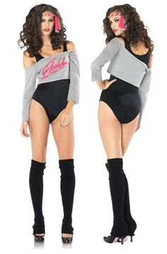 Flashdance Costume, Leotard Outfit, Cut Off Sweatshirt, 80s Fancy Dress, Black Leg Warmers, 80s Party Outfits, Dancer Costume, Black Leotard, Dancers Outfit