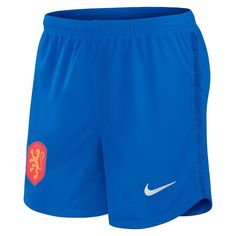 For stylish and comfortable activewear, reach for these 2021 Stadium Away/Home shorts by Nike. The signature Netherlands Women's National Team design features sleek club graphics that make it easy to see who you root for on the pitch. Integrated Nike Breathe fabrics and Dri-FIT technology evaporate sweat for a fresh, breathable feel. Material: 100% Recycled Polyester Training Jersey Officially licensed Dri-FIT technology wicks away moisture Machine wash Imported Nike Breathe fabrics move sweat f Team Design, Nike Blue, Women's Nike, Dri Fit, Design Features, Netherlands, Nike Women, Active Wear, Sleek