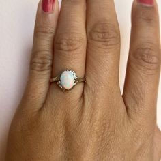 Beautiful Solid 14k Gold Opal Ring Pristine Beyond Beautiful Shiny White Opal With Rainbow Hues, Large Oval Shape . Set In Solid 14k White Gold With Six Diamonds. It Is So Pretty. White Christmas Vibes Size 5, 1.9g Tested Solid 14k See My Golds, Everything Is Solid Gold, Not Plated. Also Check Out My Collection Of Coral And Sterling Silver. Pet Smoke Free Shop 14k Gold Opal Ring, Gold Opal Ring, Opal Ring Gold, Christmas Vibes, Opal Ring, White Opal, Opal Rings, My Collection, White Christmas