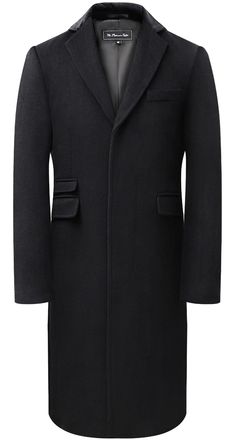 PRICES MAY VARY. Wool Long Overcoat - 70% Wool & 25% Polyester & 5% Cashmere Black Velvet Collar Black Satin Lining - 44 Inches Long Concealed Button Fastening 3 Hip Pockets Including Ticket Pocket - Chest Pocket - 2 Inside Pocket - All Pockets Are Useable Ensure a Perfect Fit: Please Measure yourself before purchasing for the ideal size, contact The Platinum Tailor customer service if you need help with sizing Mens Classic Wool Overcoat,   Wool & Cashmere Blend Concealed Button Fastening, Singl Trent Coat, Mens Wool Overcoat, Black Coat Men, Man's Overcoat, Long Coat Men, Mens Fashion Coat, Black Overcoat, Overcoat Men, Mens Overcoat