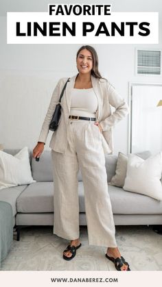 The best white linen pants to wear this spring summer. I tried out the top linen pant offerings and here are my favorite white linen pants that are thick thigh approved! Linen Shorts Outfit, Linen Pants For Women, Linen Pants Outfit, Monday Swimwear, Straight Cut Pants, Summer Wardrobe Staples