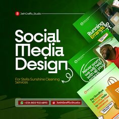 an ad for social media design with people in the background