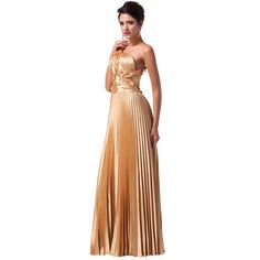 One Shoulder Satin Long Gold Evening Dress Strapless Pleated Maxi Evening Dress, Gold Strapless Dress For Spring Evening, Gold Strapless Dress For Evening In Spring, Strapless Gold Dress For Spring, Sleeveless Pleated Evening Dress For Banquet, Gold Plus Size Dresses, Gold Evening Dress, Nye Party Dresses, Gold Dress Short