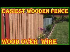 a wooden fence with the words wood over wire above it and an image of a garden