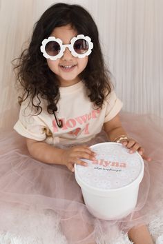 "Flower Girl sunglasses make a cute gift for the little flower girl in your bridal party. These are perfect gifts for the spring and summertime! Each pair of white sunglasses has flower shaped frames and plastic lens. Details Listing is for ONE pair of flower-shaped sunglasses printed with flower girl on one arm in coral colored lettering. Size: 4.75\"L x 2.25\"W Fits most children ages 3-14 LINK to buy Personalized Sunglass Pouches HERE: https://www.etsy.com/shop/ModParty?ref=hdr_shop_menu& Cute Bridesmaids Gifts, Girl Gift Ideas, Flower Girl Flower, Girl Sunglasses, Bride Slippers, Empty Inside, Flower Girl Proposal, Boxes Diy, Proposal Boxes