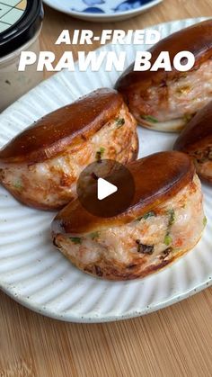 an air fried prawn bao on a white plate