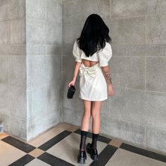 Wearing the White Alia Blazer🤍 White Feminine Mini Dress With Puff Sleeves, Chic Puff Sleeve Midi Dress, White Puff Sleeve Feminine Mini Dress, White Feminine Puff Sleeve Mini Dress, Feminine White Puff Sleeve Mini Dress, Feminine White Mini Puff Sleeve Dress, Elegant White Puff Sleeve Evening Dress, Feminine Puff Sleeve Dress For Night Out, Chic Knee-length Puff Sleeve Dress For Day Out