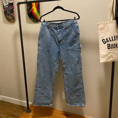 Size 13/ 31 Nwot In Excellent New Condition Super High Rise Measurements Inseam- 30” Width- 16” Skater Grunge Punk Indie Streetwear Chore Pants Workwear Grungecore 90s Blue Wide Leg Cargo Jeans, 90s Style Blue Wide Leg Cargo Jeans, 90s Blue Straight Leg Cargo Jeans, Streetwear Cropped Leg Cotton Pants, 90s Denim Blue Straight Leg Pants, 90s Style Blue Mid-rise Pants, Mid-rise Blue Pants For Streetwear, Blue Mid-rise Pants For Streetwear, 90s Style Five Pocket Pants For Spring