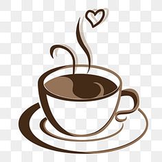 a cup of coffee on a saucer with a heart in the middle png