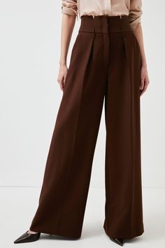 Look Chic As You Pound City Streets In These Office-Appropriate Trousers. Spun From Our Signature Compact Stretch Fabric, They Show Off A Wide-Leg Silhouette And Sophisticated Notched Detailing At The Waistline. Wear Them With A Slinky Button-Up Blouse And Heels For A Considered Work Look.As Part Of Our Mission To Make The World A Better Place, We'Re Being More Sustainable In The Way We Make Our Clothes. The Ready For The Future Strapline And Icons Will Be Used On Any Garment That Meets Our Guid Elegant Wide Leg Viscose Pants, Elegant High-waisted Viscose Pants, Workwear Wide-leg Viscose Pants, Viscose Wide-leg Workwear Bottoms, Viscose Wide-leg Pants For Work, Formal Viscose Wide-leg Pants, Wide Leg Viscose Workwear Pants, Wide Leg Viscose Pants For Work, Viscose Wide-leg Workwear Pants