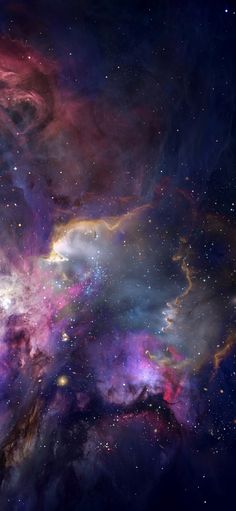 an image of some very pretty stars in the sky with purple, blue and red colors