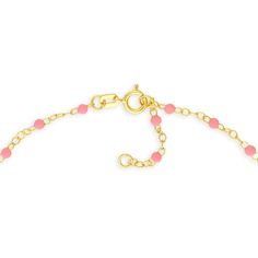 Elevate your attire with this beaded chain necklace. 14K gold Small pink enamel beads are stationed at regular intervals along the link chain 2.3mm width 17.0- to 18.0-inch adjustable chain; spring-ring clasp Pink Jewelry With Adjustable Round Beads Chain, Pink Link Jewelry With Adjustable Chain, Beaded Chain Necklace, Enamel Beads, Pink Enamel, Beaded Chain, Spring Rings, Link Chain, Mothers Day