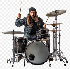 a man sitting on top of a drum set with drums, hd png clipart