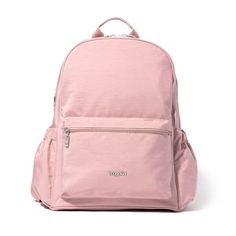 On the Go Laptop Backpack Pink Travel Backpack With Pockets, Back To School Travel Backpack With Multiple Pockets, Nylon Backpack For Weekend Trips, Pink Travel Bag With Multiple Pockets, Pink Travel Backpack With Zipper Pocket, Versatile Pink Backpack For Travel, Versatile Pink Travel Backpack, Backpack Straps, Laptop Backpack