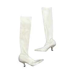 Step Into Elegance With These Exquisite Khaite Taylor White Over-The-Knee Boots, Designed To Make A Statement At Any Party Or Cocktail Event. Crafted From High-Quality Neoprene, These Boots Feature A Sophisticated Finish And A Chic Kitten Heel That Adds A Touch Of Elegance To Any Ensemble. The Pointed Toe And Comfortable Heel Height Create A Graceful Silhouette, While The Convenient Zip Closure Ensures A Secure Fit. Made In Italy, These Boots Offer A Refined Addition To Your Wardrobe. White Fitted Heeled Boots For Formal Occasions, White Fitted Formal Boots, White Formal Fitted Boots, Formal White Fitted Boots, Designer Fitted Knee-high Boots, White Fitted Boots For Evening, Designer Fitted White Boots, Designer Fitted Knee-high Boots With Round Toe, Kitten Heel Boots