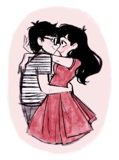 a drawing of two people kissing each other