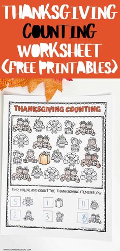 thanksgiving counting worksheet for kids to practice counting with pumpkins and other things