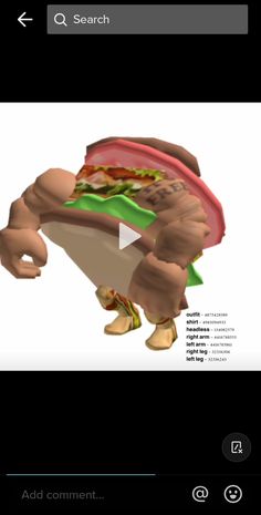 an animated image of a person holding a sandwich